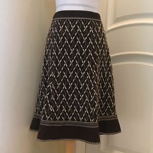 Ann Taylor ivory and brown embroidered skirt